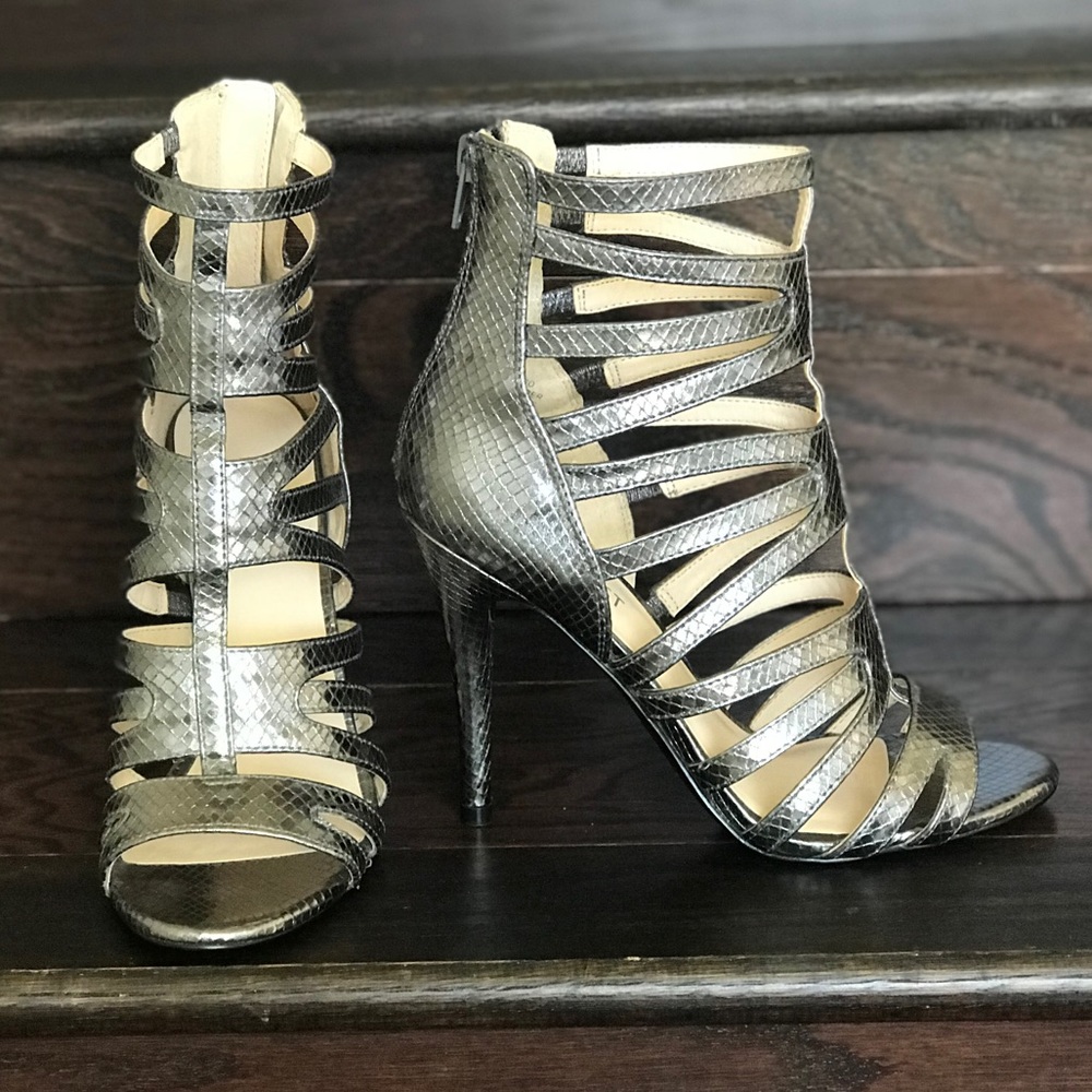 Nine West Sexy Caged Pewter Sandal